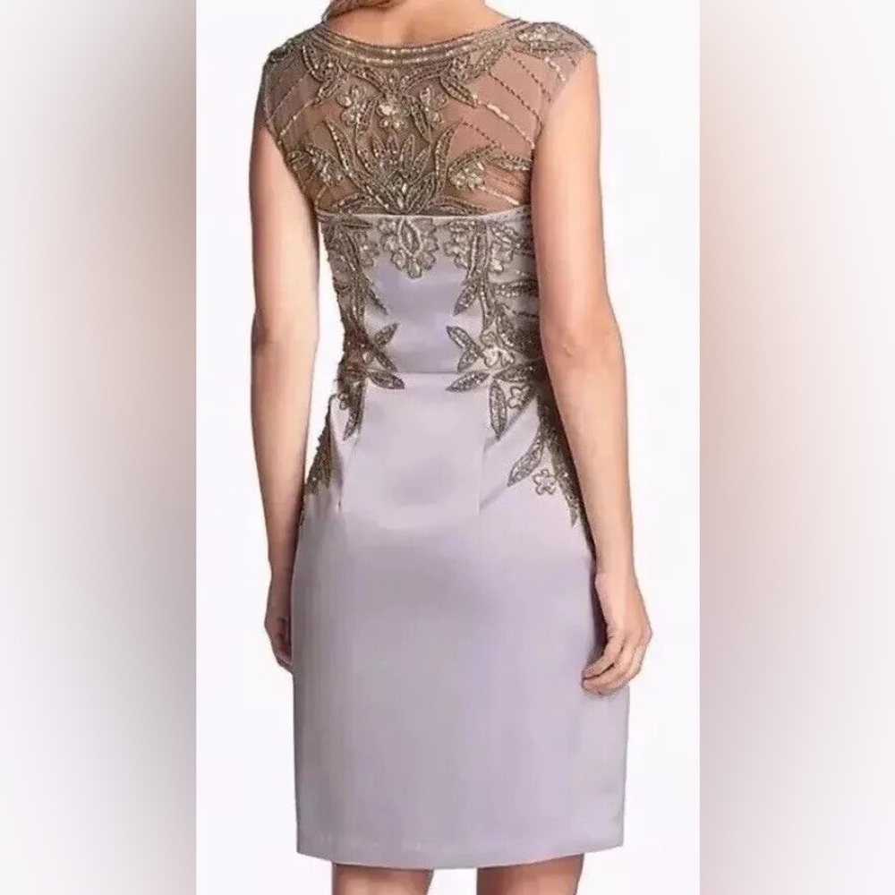 Like New! Sue Wong Platinum Silver Grey Beaded Sequin Embellished Dress Size 10